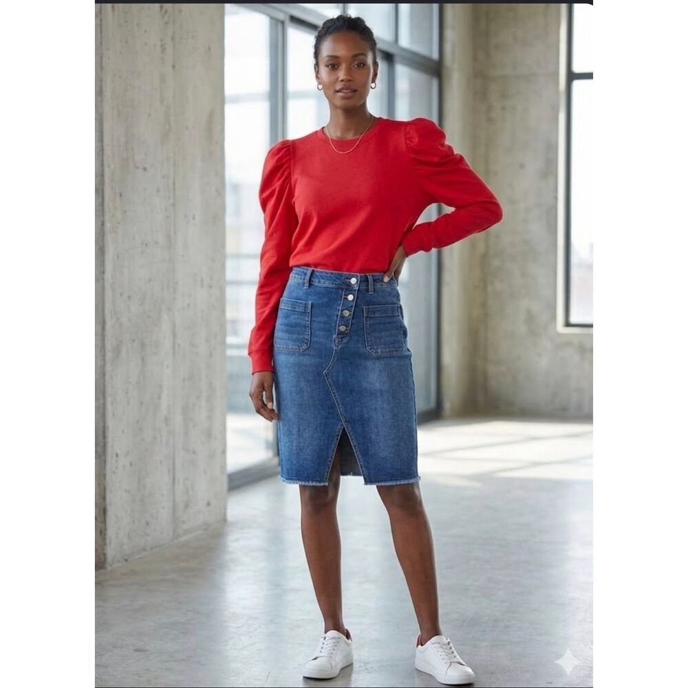 Puff Sleeve Red Sweatshirt